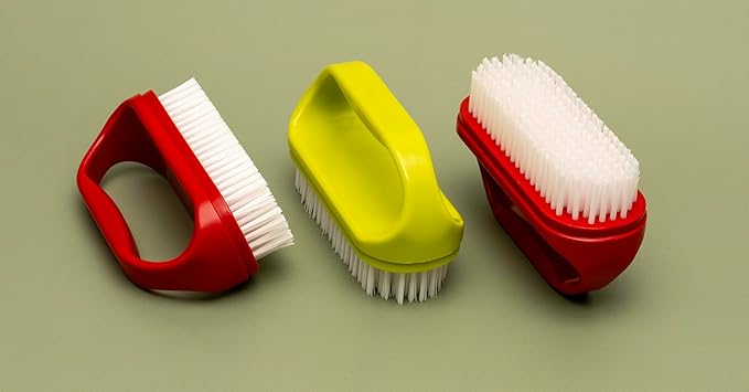 Konex Perfect-Grip Large Hand and Fingernail Brush. Hand Scrub Brush and Under Nail Cleaner. Best in Class Grip Finger Nail Brush to Clean Under Nails 4" X 2-1/4" X 1-1/2" (Pack of 3)
