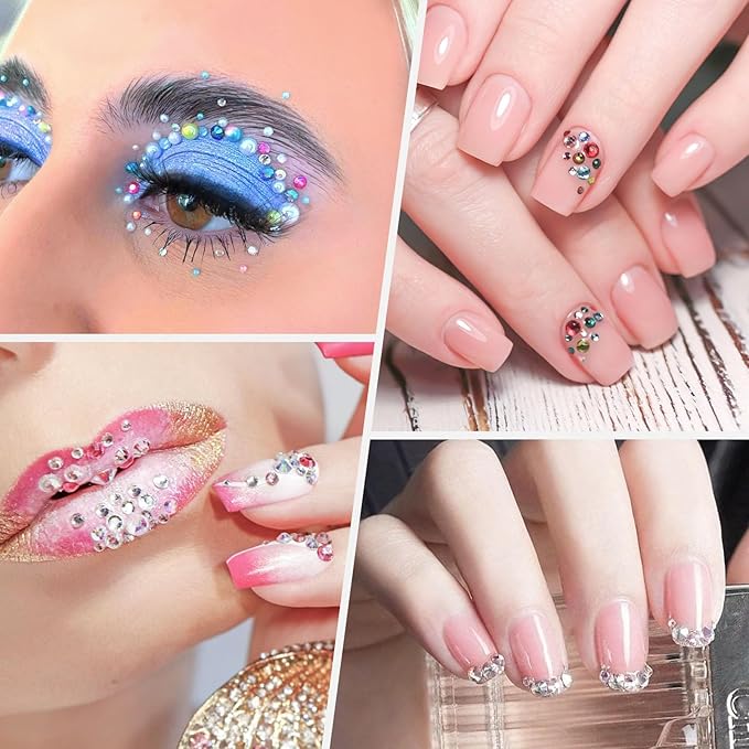 19200Pcs 24 Color Rhinestones for Bedazzling, 3mm Flatback Rhinestones for Diamond Art, Bedazzling kit with 3 x 15ml B7000 Jewellery Glue and 3D Nail Decorations for Nail Art Crafting Book Makeup