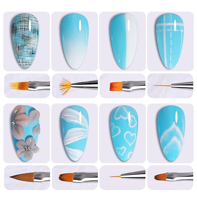 14PCS Professional Nail Art Brush Set,Crystal Handle Liner Brushes,Acrylic & Gel Nail Brush,Dotting PaintingTools,Nail Sculpture Pincher Tweezer for Manicure,Home Salon Kit