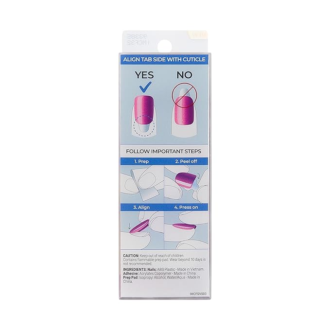 KISS imPRESS No Glue Mani Press On Nails, ColorFX, 'Walk Out', Pink, Short Size, Oval Shape, Includes 30 Nails, Prep Pad, Instructions Sheet, 1 Manicure Stick, 1 Mini File