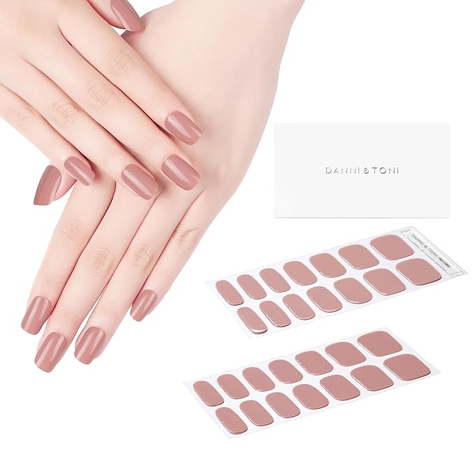 DANNI & TONI Semi Cured Nail Stickers (Ivresse) Nude Solid Color Gel Nail Strips 28 Stickers