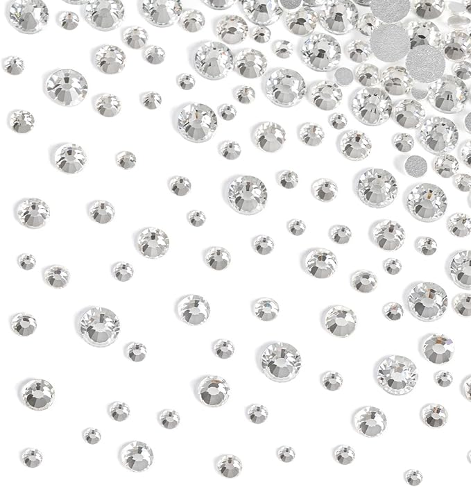 Beadsland Rhinestones for Makeup,8 Sizes 2500pcs Crystal Flatback Rhinestones Face Gems for Nails Crafts with Tweezers and Wax Pencil,Clear,SS4-SS30