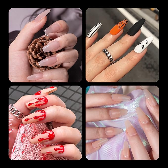LoveOurHome 600pc Coffin Fake Nail Tips Clear Press on Nails Medium, Full Cover Gel Nail Tips Coffin Clear Medium Fake Nail Soft Gel False Nails Artificial Fingernails for Acrylic Nails Extension