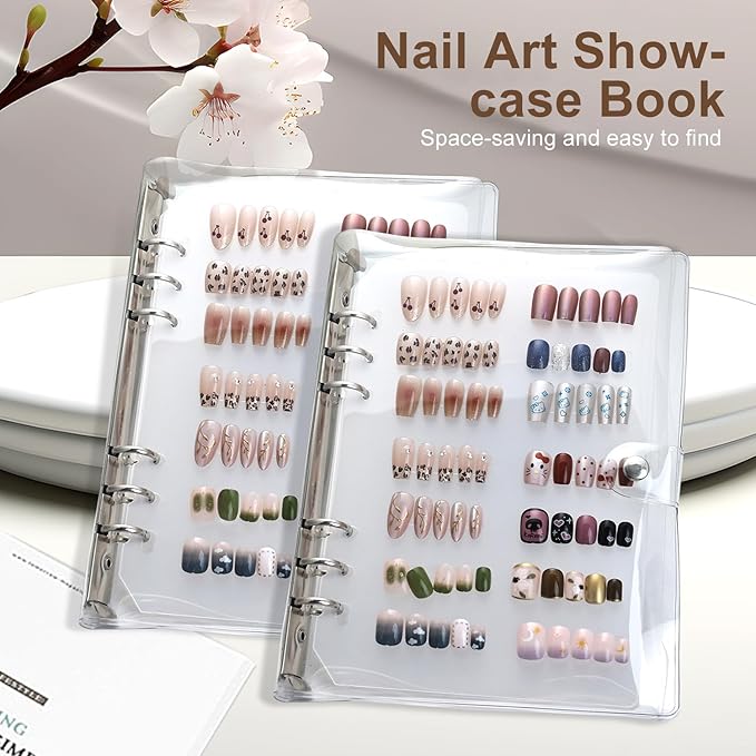 Major Dijit Large Clear Press on Nails Storage Box Nail Storage Case with 2 Style Adhesive Double Sided Tape and Nail Display Sticks for Nail Display Organizer Nail Salon Supplies