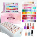 FZANEST 130Pcs 15ml Gel Nail Polish Set With Rubber Base Top Matte Coat 120 Colors Pink Nude Red White Black All Seasons Gel Polish Kit Nail Art Starter For Nail Salon Home Gifts for Women and Girls