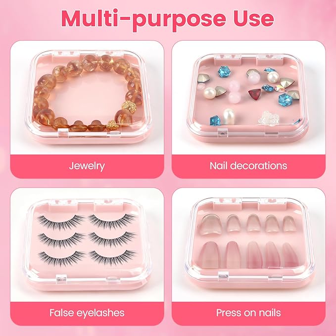 15 Pcs Press On Nail Packaging Box Press on Nail Storage Box for Press Ons with 90 Pcs Adhesive Double Sided Tape for Fake Nail Storage Case Nail Display Nail Salon Supplies (Pink)