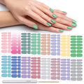 DANNEASY 16 Sheets Nail Polish Strips Solid Color Full Nail Wraps Self Adhesive Nail Polish Stickers Gel Nail Strips for Women Nail Art with 1pc Nail File, Cuticle Stick (Fresh Color)