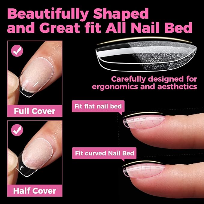 UNA GELLA Short Square & Squoval Gel Nail Tips 312pcs Short Round Square Press on Nails Pre Etched Soft Gel Fake Nails Full Cover For Nail Extension Home DIY Salon 12 Sizes