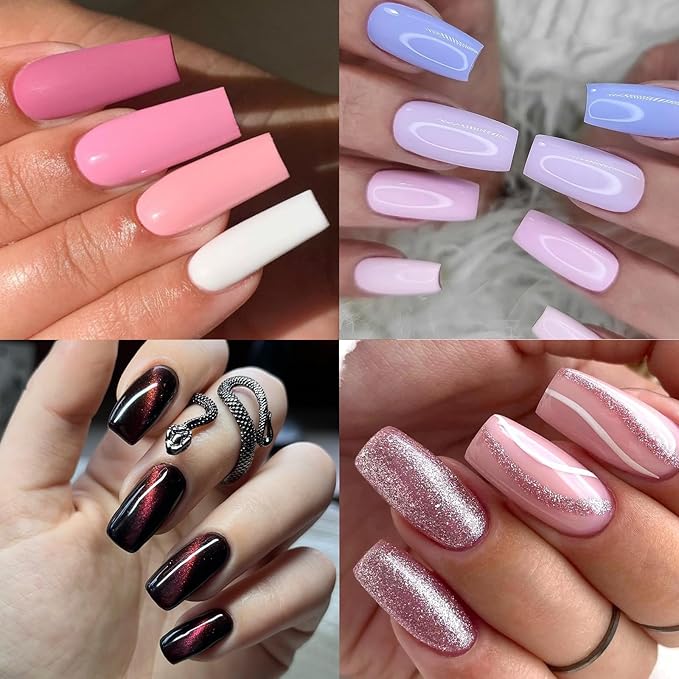 AddFavor Square Press on Nails, 576pcs Medium Square Fake Nails Full Cover Glossy Medium Nails Press on Acrylic False Nail Tips 24 Colors for Women