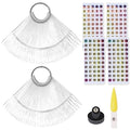 100pcs Nail Swatch Sticks with Number Stickers Nail Color Display Stiletto Tips Clear Nail Sample Sticks with Ring Practice Nail Tips Nail Supplies for Nail Techs Professional Nail Salon