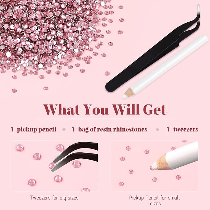 8000PCS 3mm Resin Rhinestones in Bulk (Light Pink), Bedazzling Flatback Crystals Rhinestones for Crafting DIY Nail Decoration, Gems Diomand Charms for Tumbler Shoes Clothing Fabric