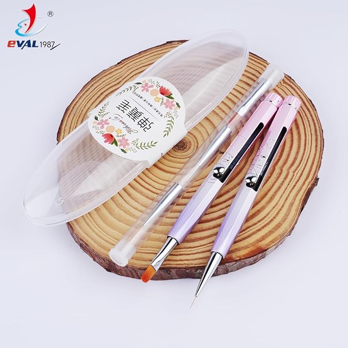 Nail Art Brushes Set, YIHUALE Push Contact Builder Nail Extension Gel Brush, Gel Polish Art Design Pen Painting Tools, Nail Art Liner Brush and Dotting Pen for Salon, DIY (Pink+purple, 2+3PCS)