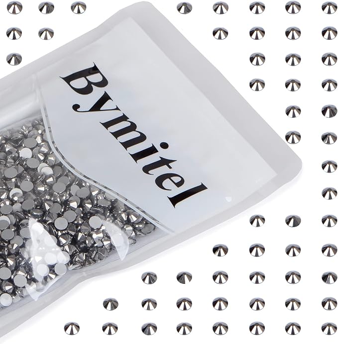1440PCS Art Nail Rhinestones Non Hotfix Glue Fix Round Crystals Glass Flatback for DIY Jewelry Making with one Picking Pen (ss20 1440pcs, Jet Hematite)