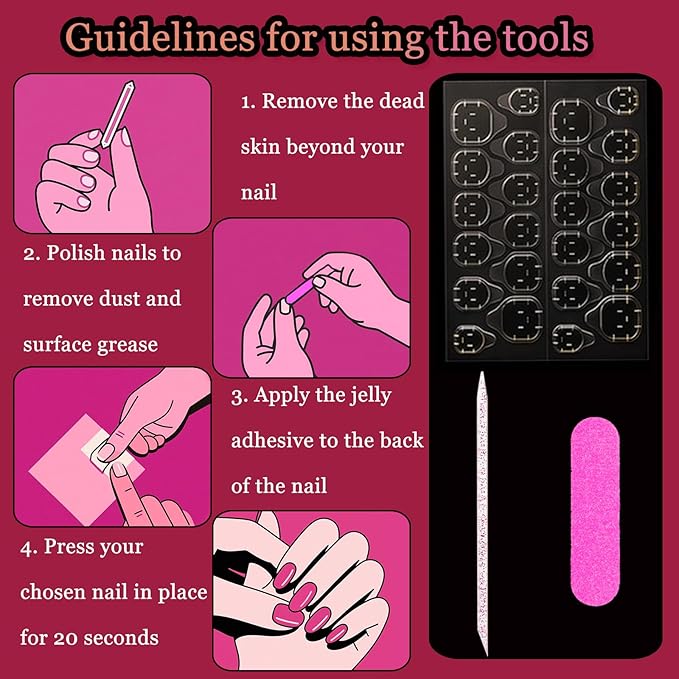 24pcs Halloween Red Eyes Long Square Press On Nails for Terrifying Costumes, Reusable Nail Kit with Adhesive Tabs, 12 Sizes (Red Eye)