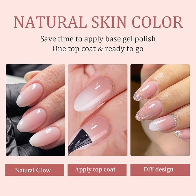 Ombre Press On Nails - 240Pcs Short Square False Nails Kit, Pink White Gradient Nail Tips Soft Gel False Nail with Glue Salon Fake Nails Kit Extensions DIY (Medium Long Square)