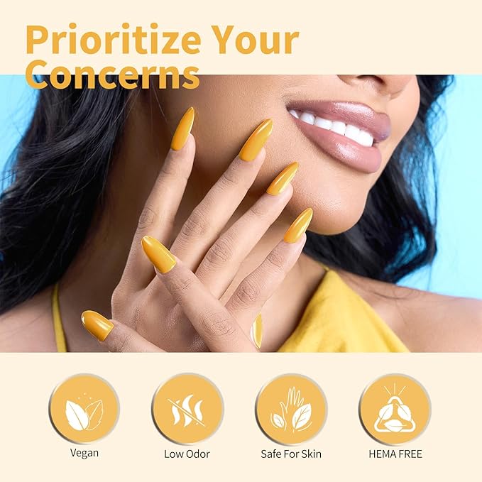 CANNI Yellow Gel Nail Polish, 1Pcs Yellow Gel Polish Color Soak Off U V Nail Manicure Salon DIY at Home