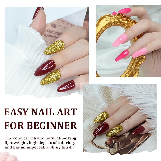 1 Oz/28g Dark Red Dip Powder, Nail Dipping Powder French Powder Pro Collection System Nail Art Starter Manicure Salon DIY at Home, Odor-Free&Long-Lasting, No Needed Nail Lamp Curing