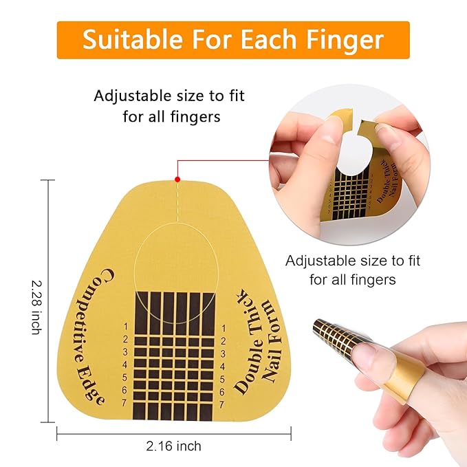 Yokilly Nail Forms for Acrylic Nails, 100PCS Nail Forms for Polygel Nail Tips Guide, Nail Forms For Builder Gel, Nail Forms Roll for Salon Nail Former Stickers with Numbers Marked for Nail Art DIY