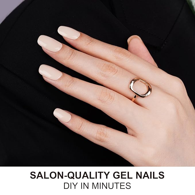 DANNI & TONI Semi Cured Gel Nail Strips Nude (Gentle Nude) Skin Toned Gel Nail Wraps 28 Stickers