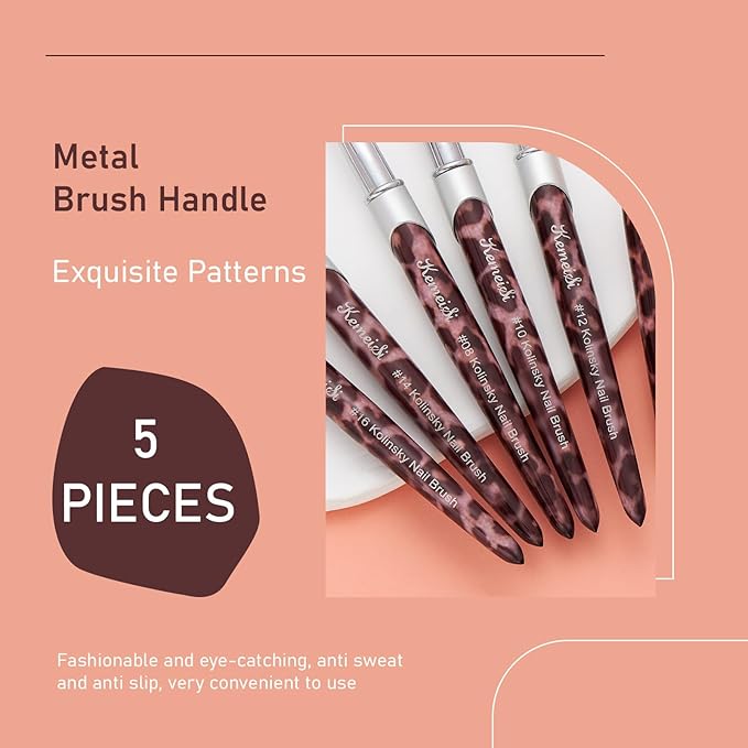 Acrylic Nail Brush Size #10, 100% Pure Kolinsky Nail Art Brushes for Acrylic Application, Sturdy Handle Oval Shaped Acrylic Nail Design Tools for Professional Manicure DIY(Leopard Print)