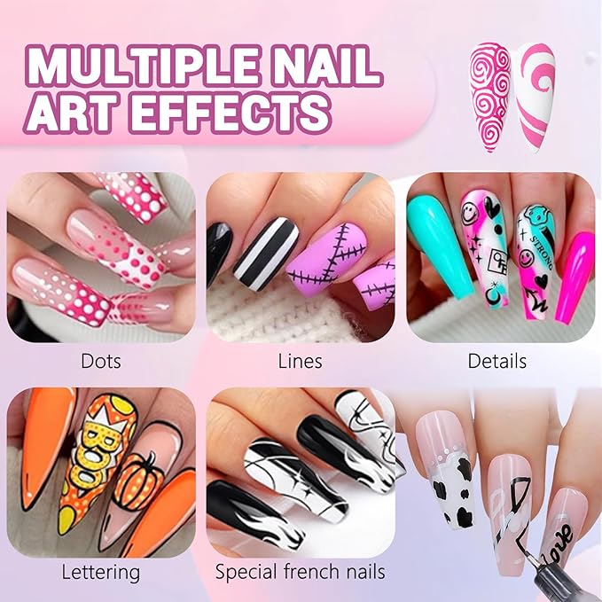 Nail Art Pens Set, 12 Color 0.5 MM Nail Art Markers Nail Polish Pens Drawing Painting Point Liner Painted Kit, Waterproof and Quick-drying Nail for DIY Design Manicure Tools