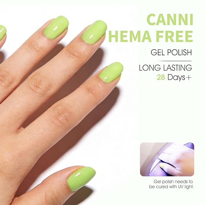 CANNI Lime Green Gel Nail Polish, 1Pcs Light Pastel Green Sage Gel Polish Mint Color Soak Off U V Nail Manicure Salon DIY at Home