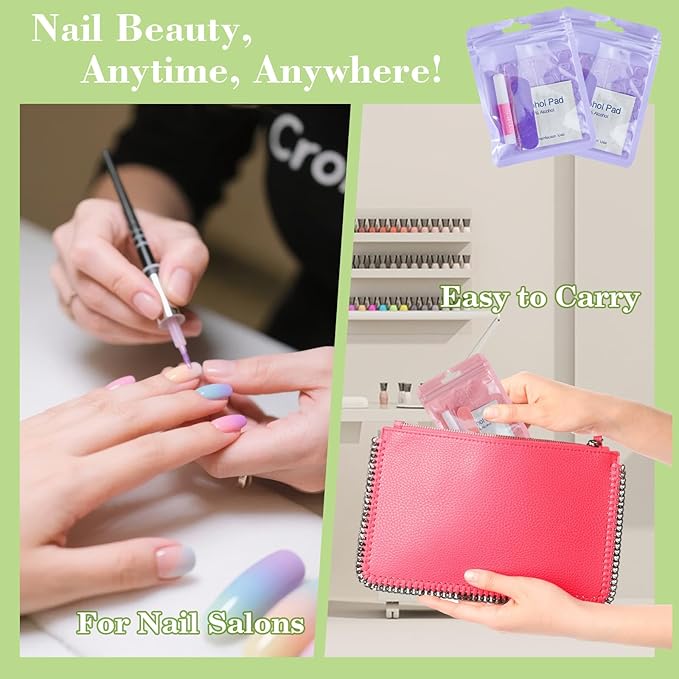 Press On Nail Tool Kit with Everything, Bebbtiy Press On Nail Prep Tool Kit Disposable Manicure Kit with Nail File, Nail Glue, Prep Pads, Adhesive Nail Tabs, Wood Stick, Packaging Bag (50pcs-purple)