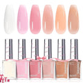 Beetles Jelly Nail Polish Set,6 Colors Pink Nude Jelly Quick Dry Nail Polish Fingernail Fast Drying & Long Lasting Nail Strengthener Polish Gifts for Women