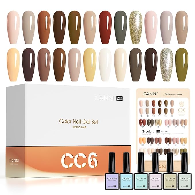 CANNI 30Pcs Gel Nail Polish Set - 9ML Winter Nude Brown Beige Khaki Neutral Gel Polish Kit, Soak Off UV LED Nail Art Starter Set, Skin Tone for Home & Salon Manicure