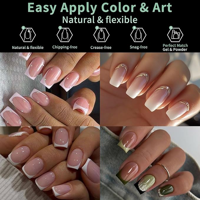 Short Square Nail Tips, 216pcs Acrylic Soft Fake Nails Gel Nail Tips, Full Cover Pre-Shaped Matte Clear Press on Nails for Extension, Diy at Home Manicure 12 Sizes