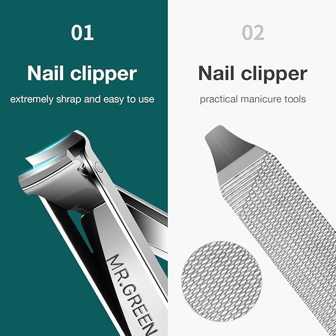 MR.GREEN Multifunctional Nail Clippers Stainless Steel Six Functions Nail Cutter Nail Files Small Knife Scissors (Large)