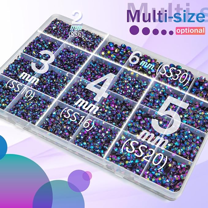 Purple Rose AB Resin Rhinestones w B7000 Glue for Bedazzling Crafting 2mm-6mm Flatback Jelly Stones Diamonds Gems Bedazzler Kit Charms for Nails Face Eyes Makeup Tumblers Bottles Crafts Shoes