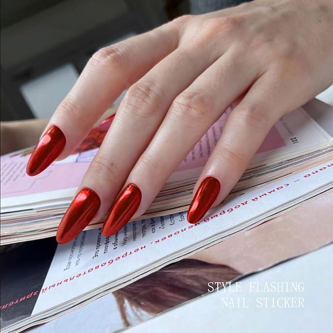 JMEOWIO Gel Nail Stickers Dark Red Semi Cured Gel Nail Strips Wraps UV/LED Nails Art Design Decoration Accessories