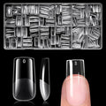 AddFavor Medium Square Gel Nail Tips - 600pcs Clear Acrylic Nails Tips Medium Fake Nails Full Cover Soft Gel Nail Tips for Nail Extension, Press on Nails 15 Sizes Artificial False Nails