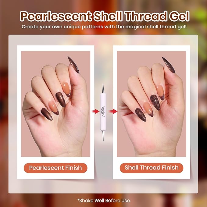 beetles Gel Polish Set - Toy Eden Gel Nail Polish Set 20 Colors Brown Orange Red Purple Glitter Shell Shread Green Nude Blue 24pcs with Base Top Coat UV LED Needed Gifts for Women
