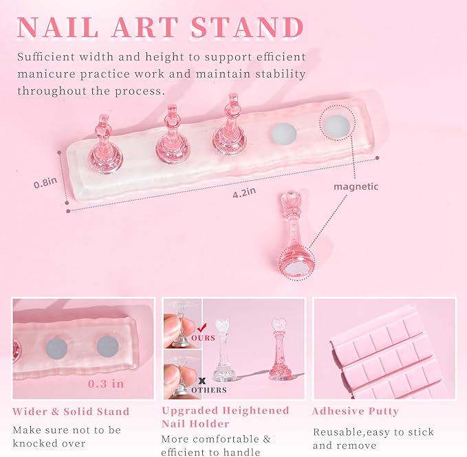 MAYEEN Nail Stand For Press Ons Upgraded Raised Nail Holder For Painting Nails Cute Press On Nail Stand Nail Holders For Press On Nail Art Nail Practice Display Nail Kit Home DIY Salon Supplies