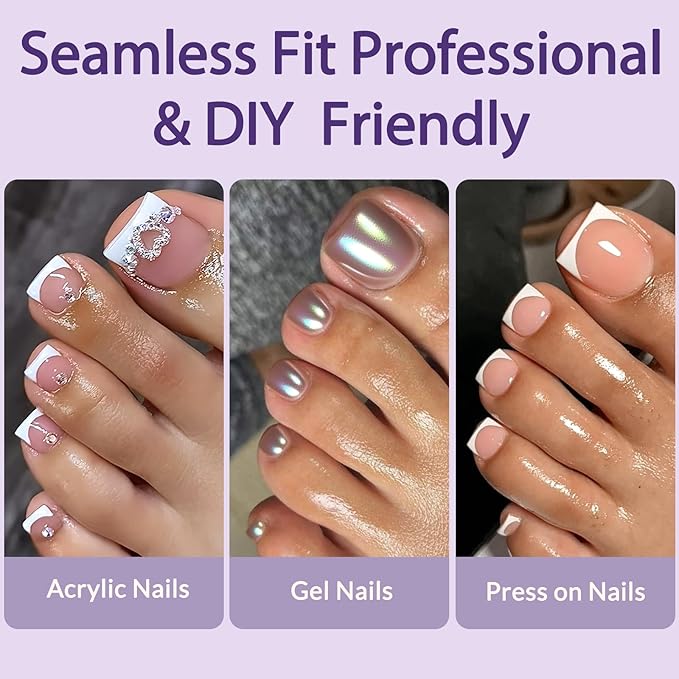 AddFavor 240pcs Toe Nail Tips Clear Soft Gel Toenail Tips Half Cover Square Acrylic Toe Tips Press on Nails Clear Artificial False Fake Toe Nails Tips for Salon and Home Foot Pedicure Manicure