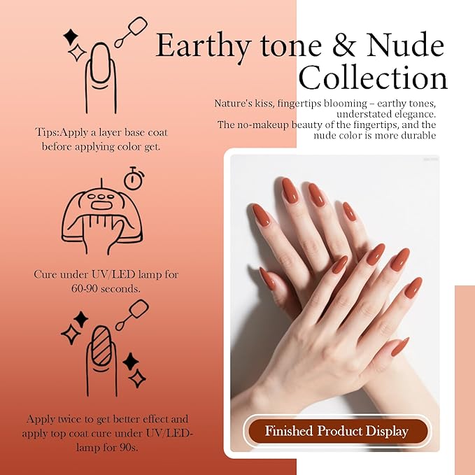 CAMILA ¿ 6pcs 15ml Hema Free Tpo Free Gel Polish Set Nude Brown Pink Gel Nail Polish Kit Soak Off Gel Polish Manicure Salon For Women K Set