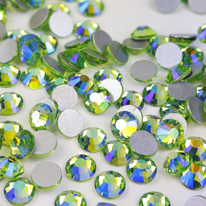 1440 PCS Peridot AB Rhinestones SS20, 5mm Light Green Aurora Borealis Flatback Glass Rhinestone for DIY Crafts, Shoes, Wedding Dreass, Tumbler, Cup, Makeup, Bling Decoration