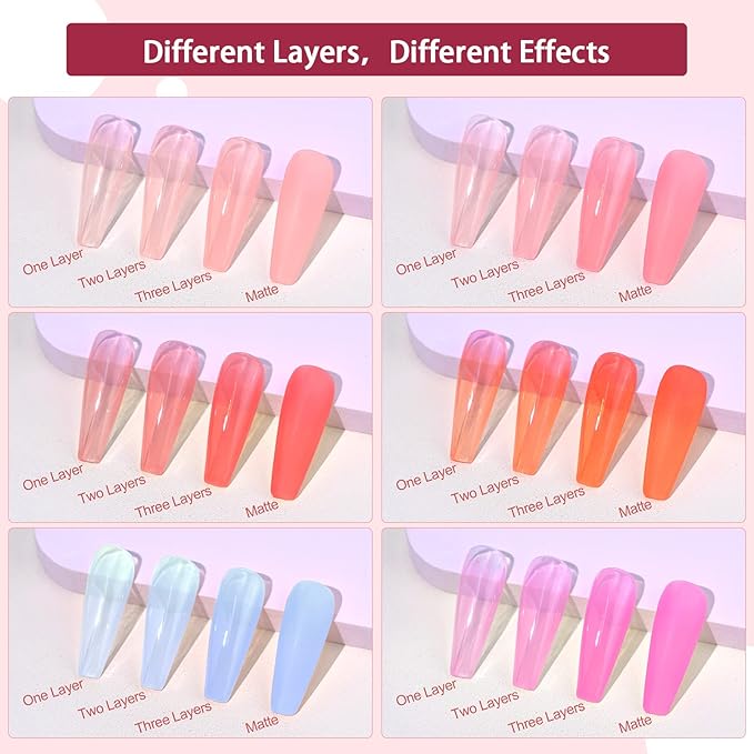 SAVILAND 30 Colors Jelly Gel Nail Polish Set with 12 Colors Glows in The Dark Gel Nail Polish Set