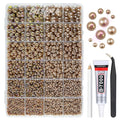 2 Styles Solid Brown+ Brown AB Flatback Pearls for Bedazzling Crafting 3mm-10mm Coffee Half Round Pearls Beads Gems Bedazzler Kit for Nails Face Eyes Makeup Tumblers Bottles DIY Crafts Shoes﻿﻿