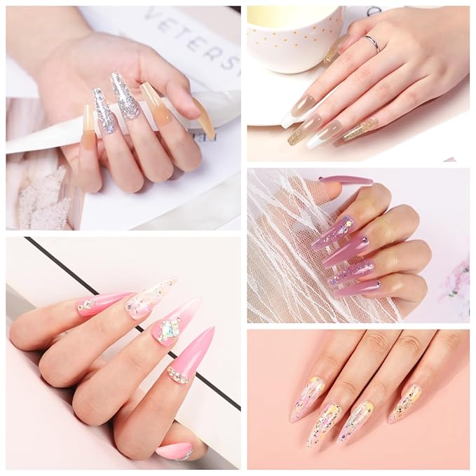 COSCELIA 50PC Poly Nail Gel Kit Starter Kit with Drill and Lamp 15 Colors 16ML Nail Extension Gel for Beginners All Season Nail Decorations Poly Extension Kit Gifts for Women
