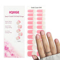 Clear Semi Cured Gel Nail Strips French Tip 20Pcs Rose Pink UV Gel Nail Stickers Glossy Nails Polish Strips UV/LED Light Needed Self Adhesive Full Polish Nails Wraps for Women