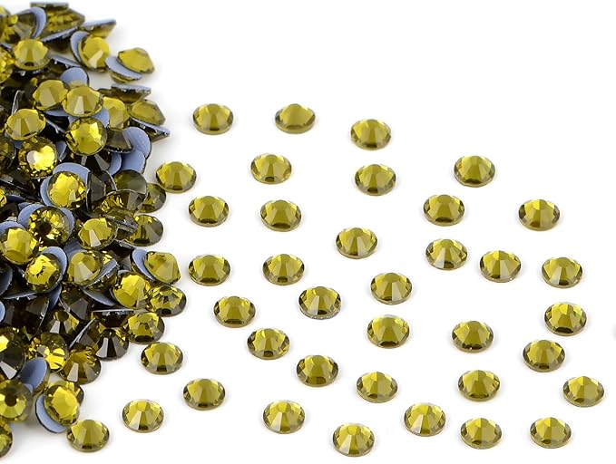 2880 Pieces SS3 Olivine Hotfix Rhinestones Flatback Round Crystal Glass Rhinestones Gems for Crafts Nail Face Art Clothes Shoes Bags DIY