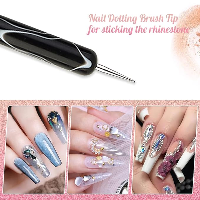 French Manicure Brush -Two Way Sable Nail Art Brush with Dotting Tool for Manicure Cuticle Clean Up Nail Art Design- Professional Nail Salon Quality Brush, Nail Dotting Pen (18#)