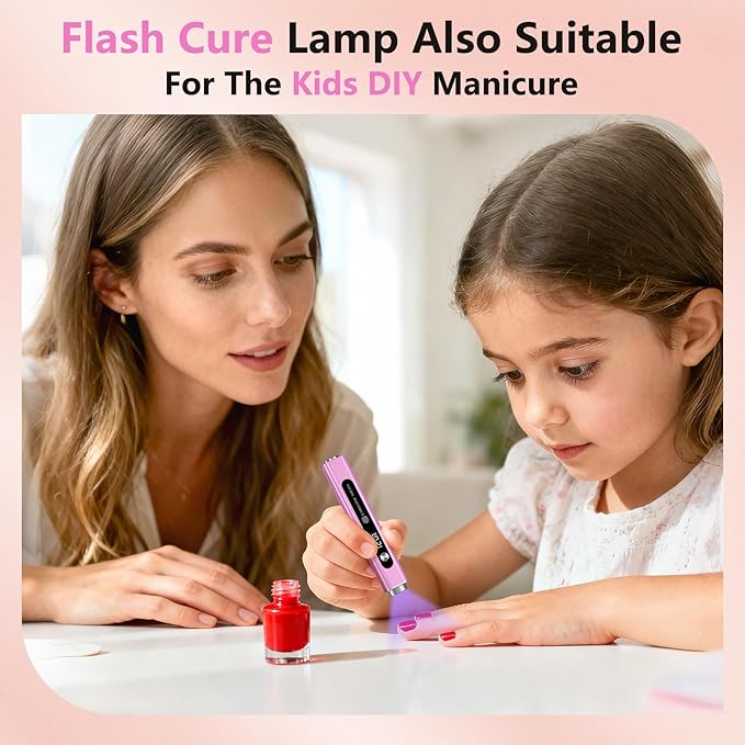 Handheld UV Light for Gel Nails, 3 in 1 Cordless UV Nail Lamp, Cat Eye Magnet & Nail Stamp Nail Light, Rechargeable Nail Dryer, Flash Cure Lamp with LED Display, Women Purple