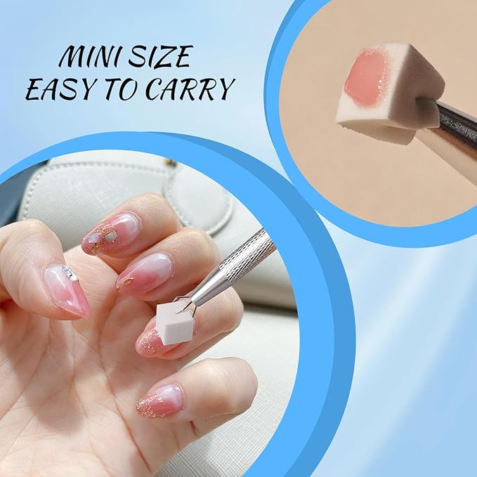 Eiito 100Pcs Soft Nail Sponges for Ombre, With 2Pack Grabbing Pen, Aura Manicure Nail Art Tools (Silver+gold)