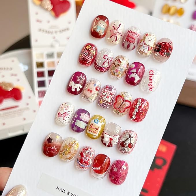 Nail & Yolly 24 Color Red Reflective Gel Nail Polish Set, Gradient DIY Design, 4 in 1 for Nail Art Stamping and Manicure