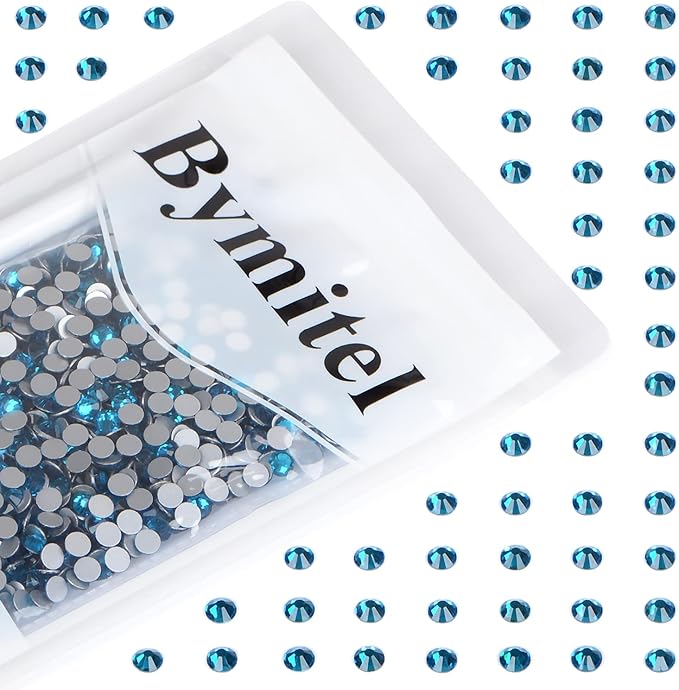 1440PCS Art Nail Rhinestones Non Hotfix Glue Fix Round Crystals Glass Flatback for DIY Jewelry Making with one Picking Pen (ss20 1440pcs, Blue Zircon)