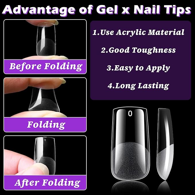 LoveOurHome 600pc Medium Square Nail Tips Clear Fake Nails Square Gel Nail Tips Full Cover Acrylic Nails Clear Press on Nails Medium False Nail 15 Sizes Fingernails for Gel Nail Extension